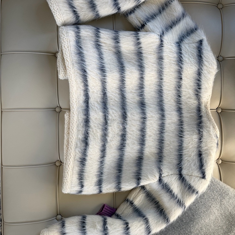 Striped Fuzzy Sweater - White and Black